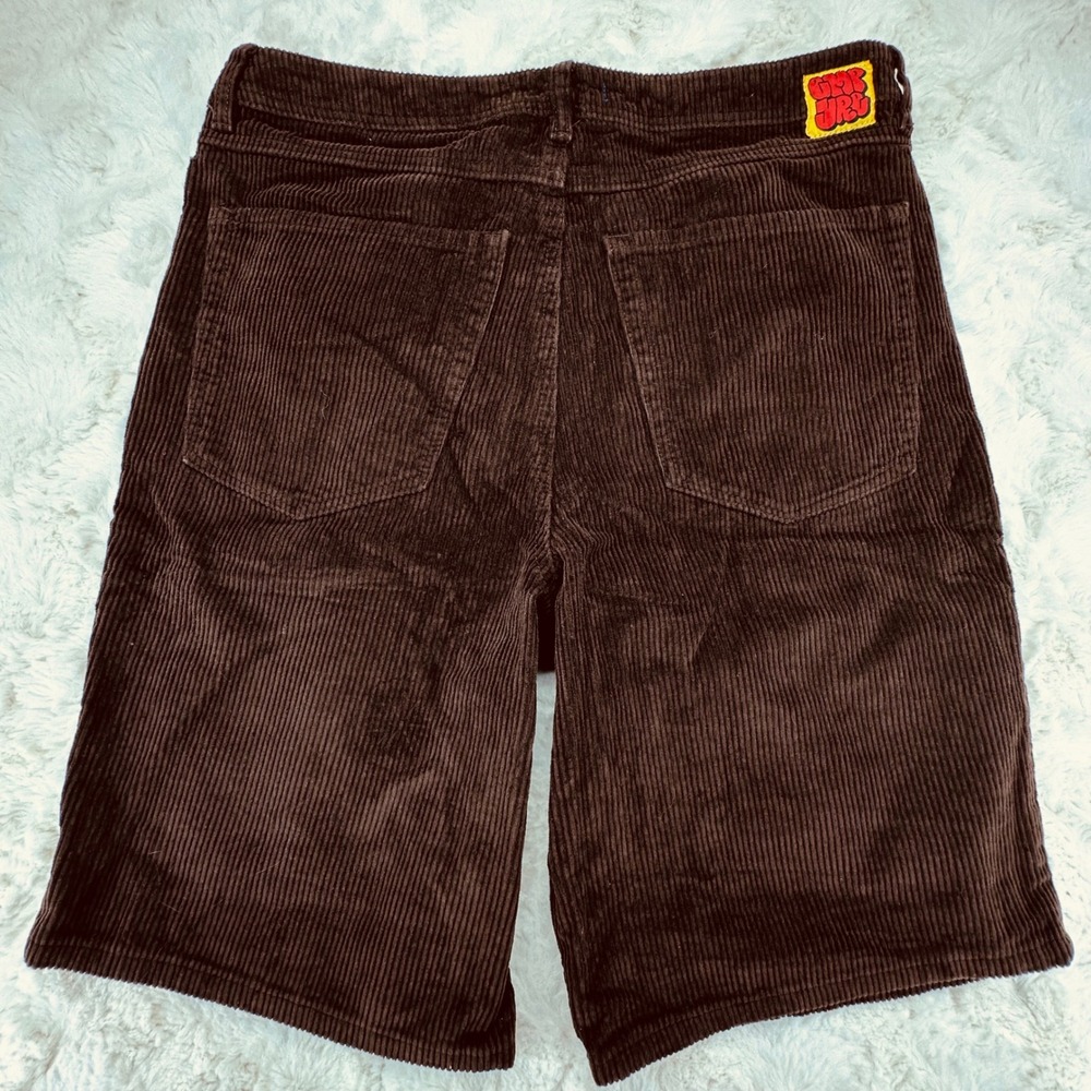 Empyre Mens Brown Corduroy Skate Shorts Baggy Wide Wale Size 32 Streetwear - Picture 4 of 8
